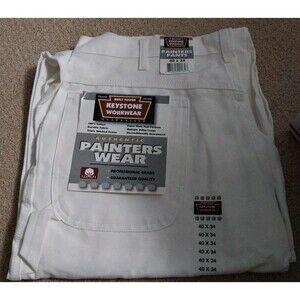 Keystone Painter Pants VTG Workwear White Color Wide Tool Pockets, 40x34